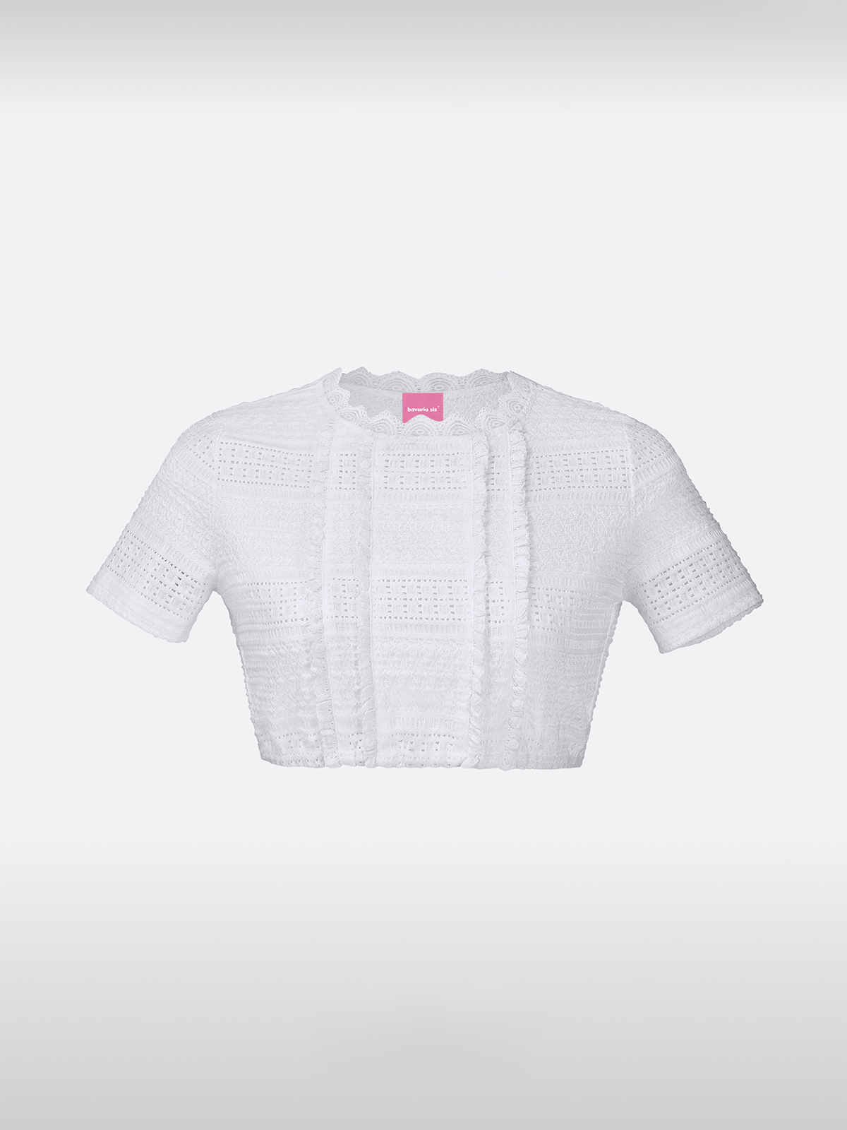 Dirndlbluse in Weiß Damen Rundhals